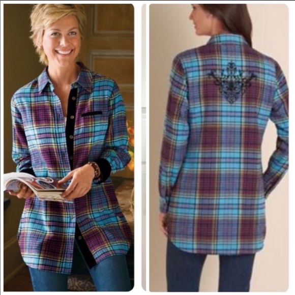 Soft Surroundings Highlands Pink Plaid Flannel - Picture 8 of 8